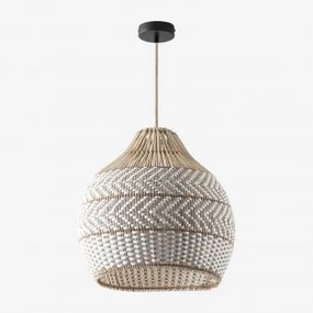 Lâmpada De Teto Em Rattan Entrançado Llaury Natural - Preto & Ø40 Cm Llaury - Sklum