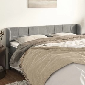 Cabeceira de cama c/ abas veludo 203x23x78/88 cm cinzento-claro