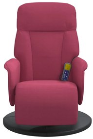 Cadeirão massagens reclinável c/apoio pés veludo vermelho tinto