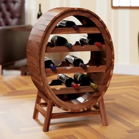 Garrafeira Estante para vinhos para 12 garrafas em design de barril de vinho 90 x 50 x 30 cm Castanho