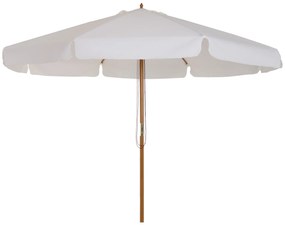 Outsunny Chapéu de Sol de Jardim Ø325x250 cm Chapéu de Sol de Madeira com Sistema de Polea Teto com Ventilação e 8 Hastes de Bambú para Terraço Balcão Exterior Bege