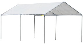 Outsunny Tenda de garagem 3x6 m Impermeável com Toldo de Tecido PE e Estrutura de Aço Galvanizado Branco