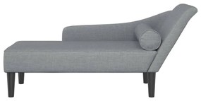 Chaise lounge com almofadões tecido cinzento-claro