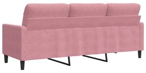 Sofá de 3 lugares 180 cm veludo rosa