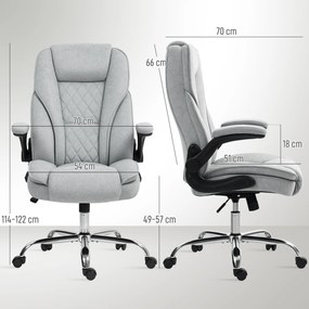 Cadeira de escritório, cadeira ergonómica, altura ajustável, braços rebatíveis, 70 x 70 x 114-122 cm, cinzenta