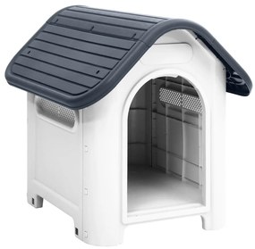 152226 vidaXL Casota para cães 59x75x66 cm polipropileno cinzento