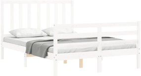 Cama sem colchão 140x190 cm madeira de pinho maciça branco