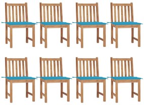 vidaXL Cadeiras de jardim 8 pcs c/ almofadões madeira de teca maciça