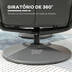 Poltrona Relax com Apoio para os Pés Estofada em PU Poltrona Relax Reclinável até 135° e Giratória 360° com Encosto Ajustável para Sala de Estar Dormi