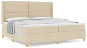 Cama Box Spring com Colchão Creme 200x200 cm - Tecido