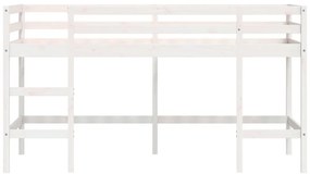 Cama alta p/ criança c/ escada 90x190 cm pinho maciço branco