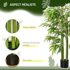 Planta artificial de bambu, árvore artificial de 140 cm com vaso, planta artificial verde para decoração de interiores