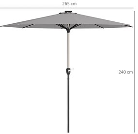 Chapéu de Sol de Jardim Ø265x240 cm Chapéu de Sol de Terraço com Luzes