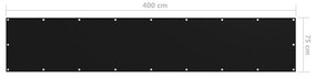 Tela de varanda 75x400 cm tecido oxford preto