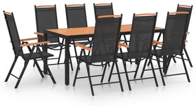 vidaXL 9 pcs conjunto de jantar para jardim alumínio preto