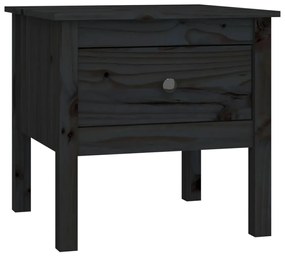 Mesas de apoio 2 pcs 50x50x49 cm madeira de pinho maciça preto