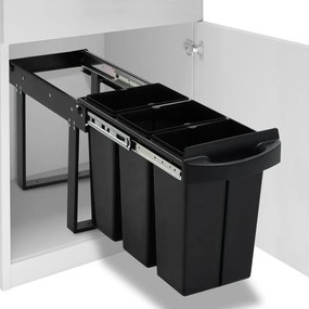 vidaXL Balde do lixo de encastre no armário cozinha fecho suave 36 L
