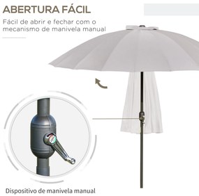 Outsunny Chapéu de Sol de Jardim Ø2,5x2,4 m Chapéu de Sol de Terraço c