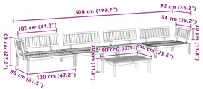 5 pcs conjunto de móveis de paletes p/ jardim acácia maciça