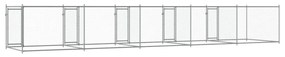 Jaula para cão com portas 10x2x1,5 m aço galvanizado cinzento
