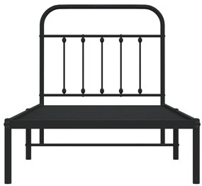 Estrutura de cama com cabeceira 80x200 cm metal preto