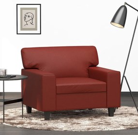 vidaXL Poltrona 60 cm couro artificial vermelho tinto