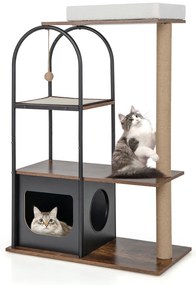 Cama para gatos com estrutura de metal e estrutura em torre de 47 polegadas de altura, branca