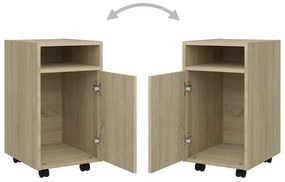 Móvel de apoio com rodas 33x38x60 cm contraplacado carv. sonoma