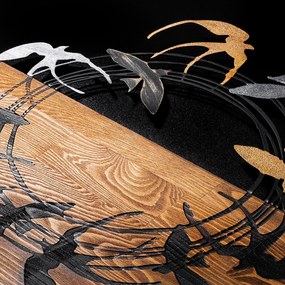 Acessório Decorativo de Parede Spiral Birds – Nogueira e Preto – 58 x