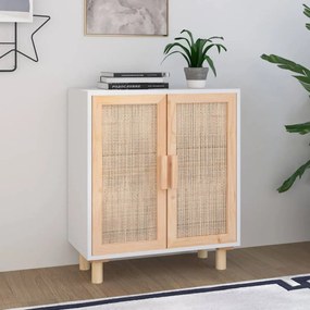 Aparador 60x30x70 cm madeira pinho maciça/vime natural branco
