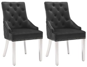 vidaXL Cadeiras de jantar 2 pcs veludo preto