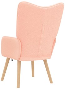 Cadeira Relaxante vidaXL Rosa em Tecido que Lembra Lã