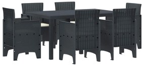 vidaXL Conjunto de Jantar para Jardim 7 pcs Antracite Rattan Polt