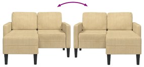 Sofá 2 lugares com Chaise em L 125cm linho verde cinzento