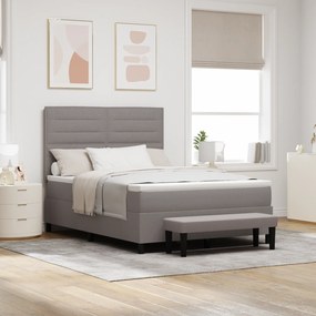 vidaXL Cama Box Spring com Colchão e Banco Taupe 140x190 cm Tecido