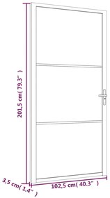 Porta de interior 102,5x201,5 cm vidro ESG e alumínio branco