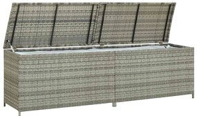Caixa de arrumação para jardim 200x50x60 cm vime PE cinzento