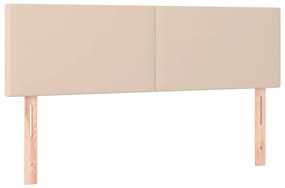 Cama box spring c/colchão/LED 140x200cm couro artif. cappuccino