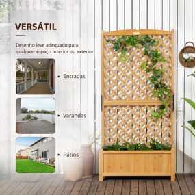 Outsunny Floreira de Jardim com Treliça Caixa de Plantio com Suporte para Plantas Trepadeiras para Cultivo de Plantas Flores para Pátio Terraço Varanda 90x45x180cm Madeira