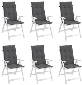 Almofadões para cadeiras altas de jardim 6 pcs tecido antracite