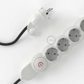 Extensão elétrica com cabo elétrico revestido em linho natural Antracite RN03 e ficha Schuko com anel confortavel