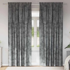 Cortinas de Veludo 2 pcs com Ilhós Cinza 245x140 cm