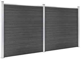 Conjunto de painel de vedação WPC 353x186 cm preto