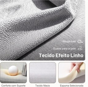 Sofá-Cama Individual Dobrável com Encosto Ajustável 5 Posições, Almofada e Revestimento em Linho Sintético, 75x70x75 cm, Cinzento
