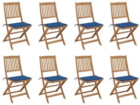 vidaXL Cadeiras de exterior dobráveis c/ almofadões 8pcs acácia maciça