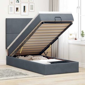 vidaXL Estrutura cama otomana colchões 80x200cm veludo cinzento escuro