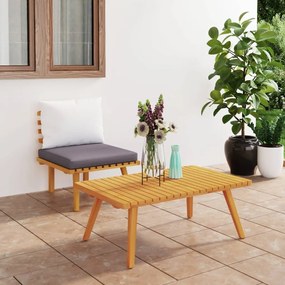 vidaXL 2 pcs conjunto lounge de jardim c/ almofadões acácia maciça