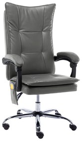 vidaXL Cadeira escritório c/ função massagem couro artific. antracite