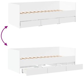 Sofá-cama com gavetas sem colchão 90x190 cm branco