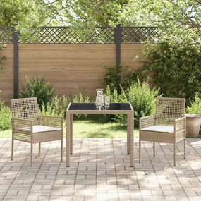 Conjunto de Jantar para Jardim 3 pcs Bege 90 x 90 x 75 cm